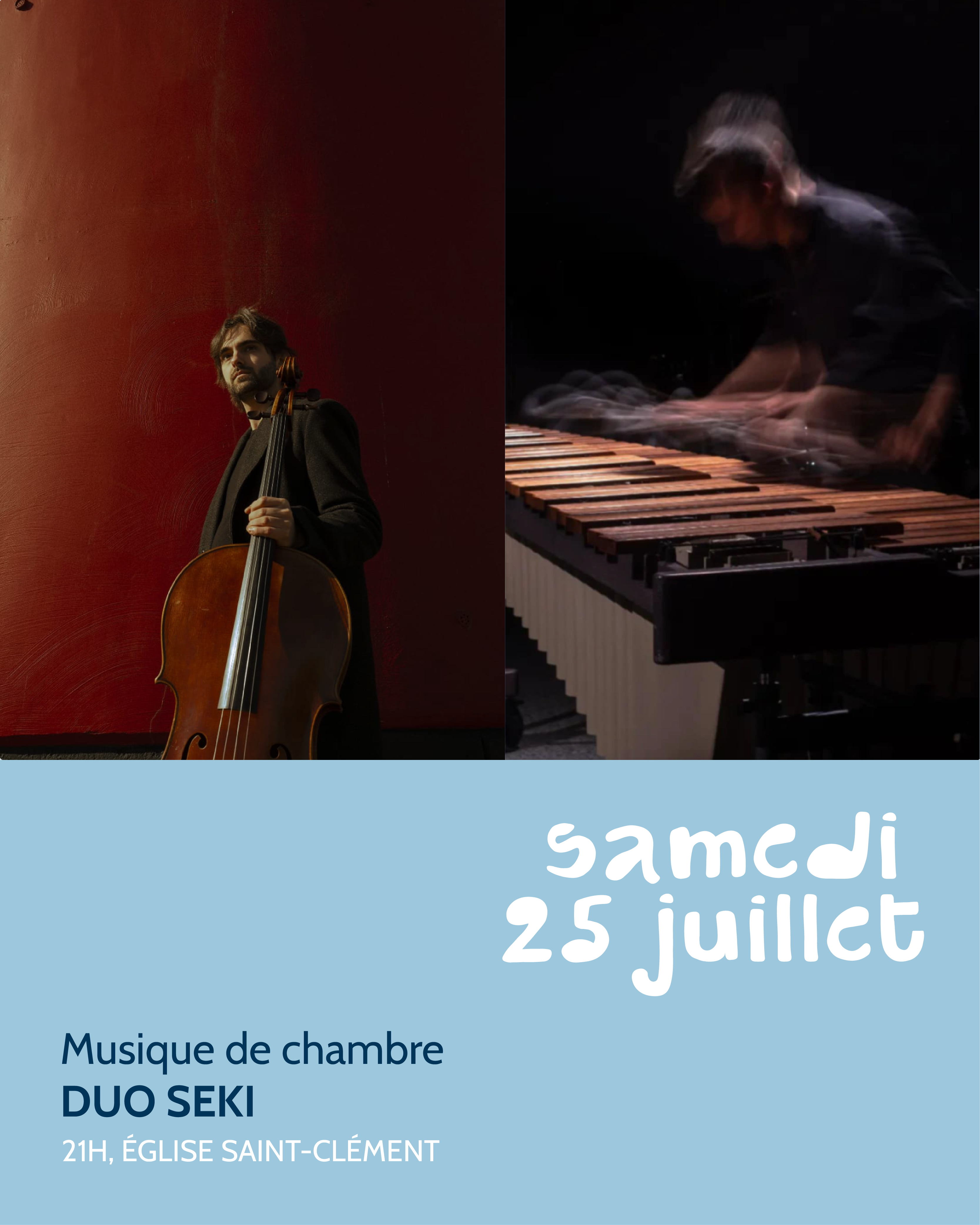 Duo Seki Marimba Violoncelle Paul Riva Noe Drdak Festival de l'AUtre Saison